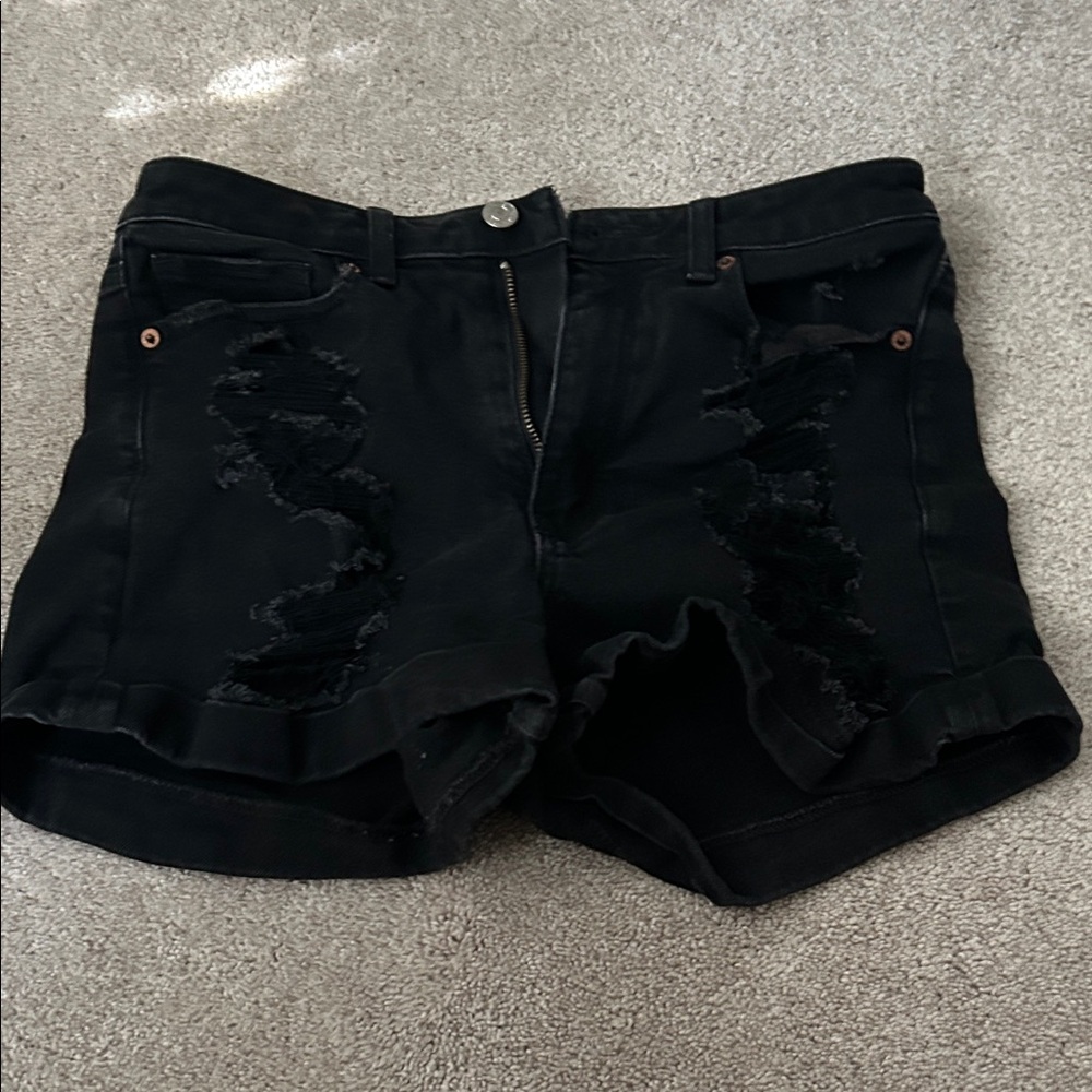 American Girl Black Distressed Jean Shorts